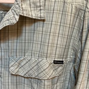 Columbia Omni shade long sleeve camp shirt mint green plaid. XL